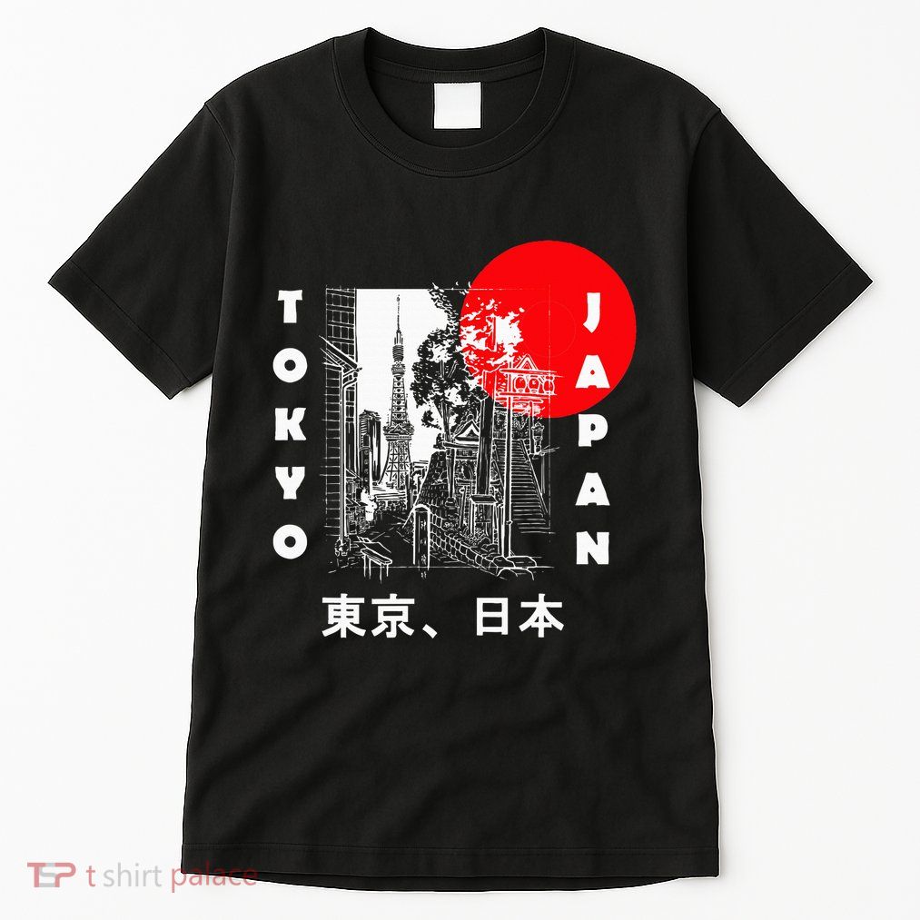 Japan Aesthetic Retro Comic Tokyo Silhouette Japanese Font Tall T-Shirt