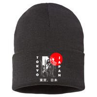 Japan Aesthetic Retro Comic Tokyo Silhouette Japanese Font Sustainable Knit Beanie