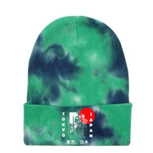 Japan Aesthetic Retro Comic Tokyo Silhouette Japanese Font Tie Dye 12in Knit Beanie