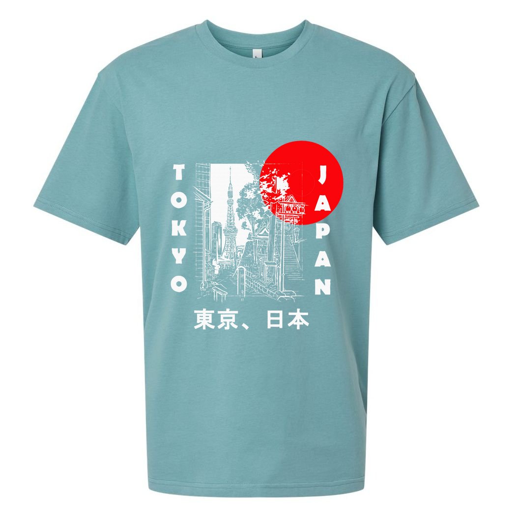 Japan Aesthetic Retro Comic Tokyo Silhouette Japanese Font Sueded Cloud Jersey T-Shirt