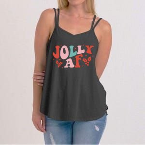 Jolly AF Retro Christmas Funny Xmas Holiday Gift Women's Strappy Tank