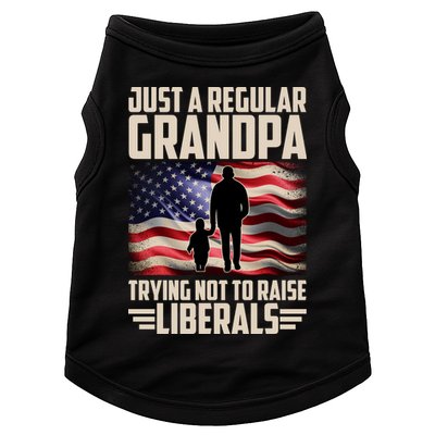 Just A Regular Grandpa Trying Not To Raise Liberals USA American Flag Doggie Tank