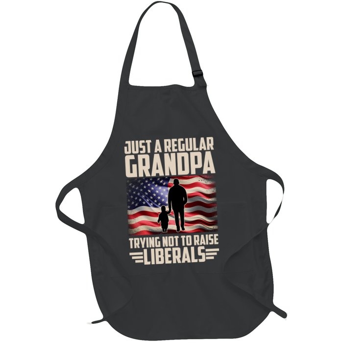 Just A Regular Grandpa Trying Not To Raise Liberals USA American Flag Apron