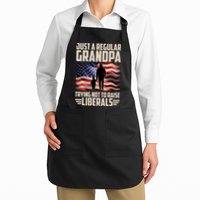 Just A Regular Grandpa Trying Not To Raise Liberals USA American Flag Apron