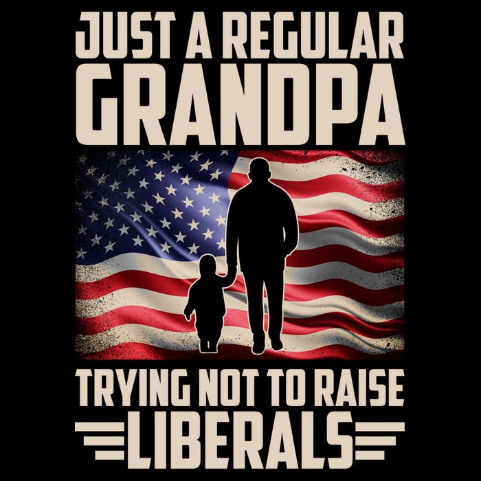 Just A Regular Grandpa Trying Not To Raise Liberals USA American Flag Flatbill Hat