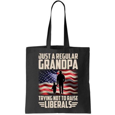 Just A Regular Grandpa Trying Not To Raise Liberals USA American Flag Bag