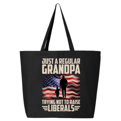 Just A Regular Grandpa Trying Not To Raise Liberals USA American Flag 25L Jumbo Tote
