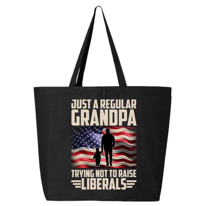 Just A Regular Grandpa Trying Not To Raise Liberals USA American Flag 25L Jumbo Tote