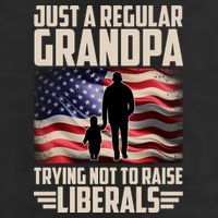 Just A Regular Grandpa Trying Not To Raise Liberals USA American Flag 25L Jumbo Tote