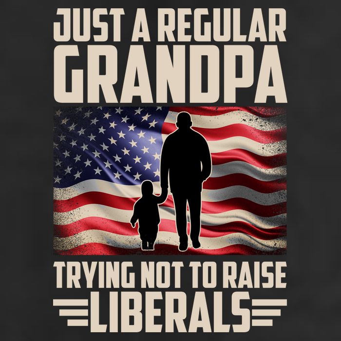 Just A Regular Grandpa Trying Not To Raise Liberals USA American Flag 25L Jumbo Tote