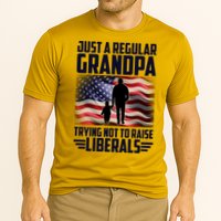 Just A Regular Grandpa Trying Not To Raise Liberals USA American Flag Cooling Performance Crew T-Shirt