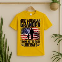 Just A Regular Grandpa Trying Not To Raise Liberals USA American Flag T-Shirt