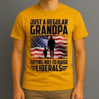 Just A Regular Grandpa Trying Not To Raise Liberals USA American Flag T-Shirt