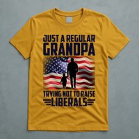 Just A Regular Grandpa Trying Not To Raise Liberals USA American Flag T-Shirt