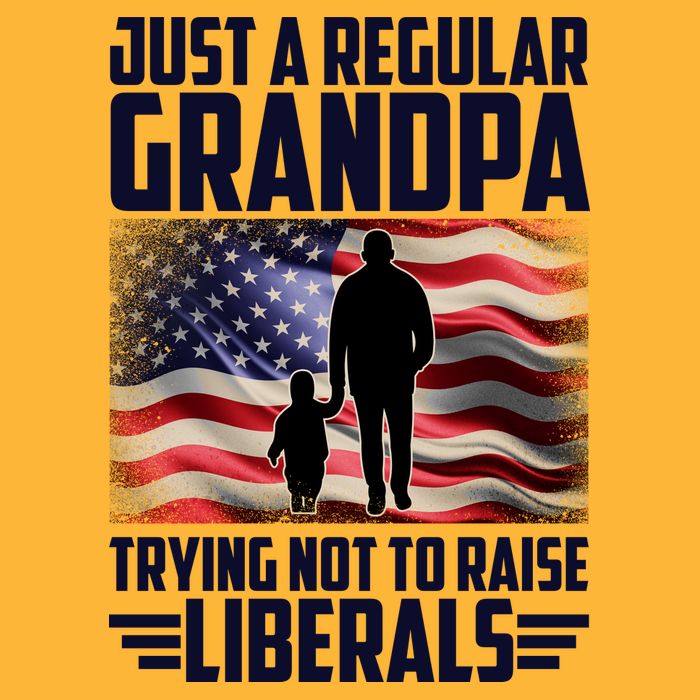 Just A Regular Grandpa Trying Not To Raise Liberals USA American Flag T-Shirt