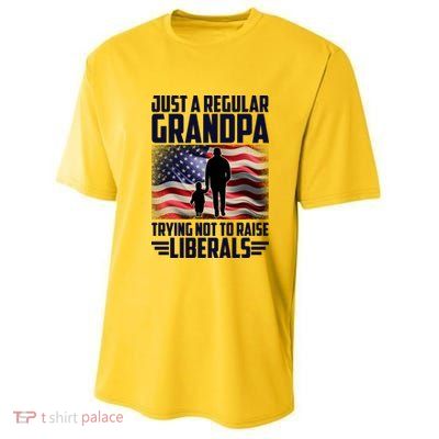 Just A Regular Grandpa Trying Not To Raise Liberals USA American Flag Youth Performance Sprint T-Shirt