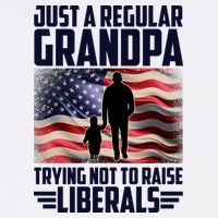 Just A Regular Grandpa Trying Not To Raise Liberals USA American Flag Garment-Dyed Sweatshirt
