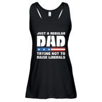 Just A Regular Dad Trying Not To Raise Liberals Ladies Essential Flowy Tank