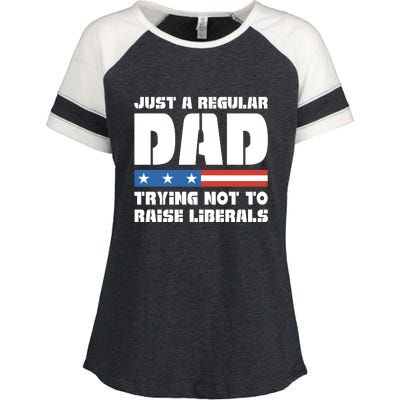 Just A Regular Dad Trying Not To Raise Liberals Enza Ladies Jersey Colorblock Tee