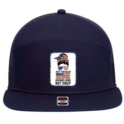 Just a Regular Mom Raising Lion For Wo Patriot Not Sheep Tank Top 7 Panel Mesh Trucker Snapback Hat