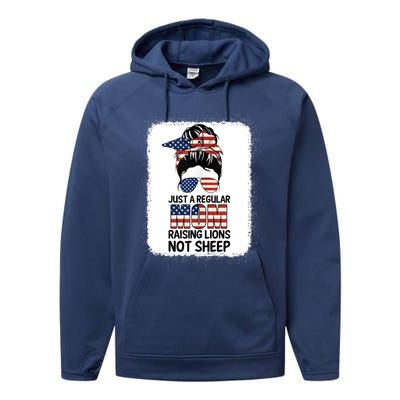 Just a Regular Mom Raising Lion For Wo Patriot Not Sheep Tank Top Performance Fleece Hoodie