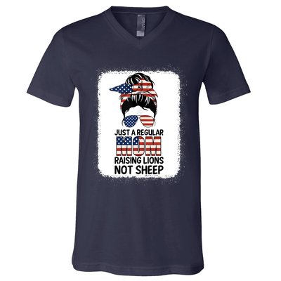 Just a Regular Mom Raising Lion For Wo Patriot Not Sheep Tank Top V-Neck T-Shirt