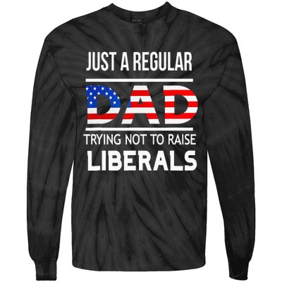 Just A Regular Dad Trying Not To Raise Liberals Fathers Day Tie-Dye Long Sleeve Shirt