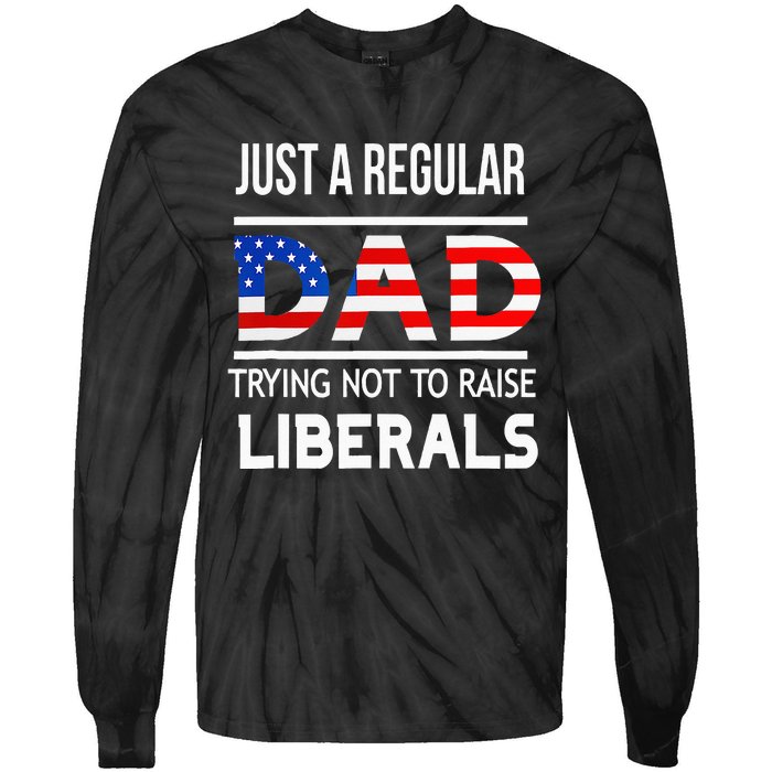 Just A Regular Dad Trying Not To Raise Liberals Fathers Day Tie-Dye Long Sleeve Shirt