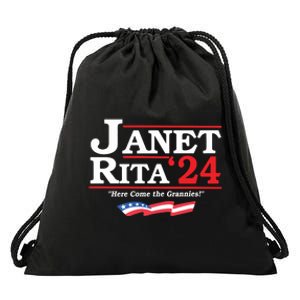 Janet And Rita For President 2024 Here Come The Grannies Drawstring Bag