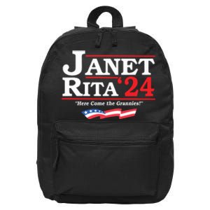 Janet And Rita For President 2024 Here Come The Grannies 16 in Basic Backpack