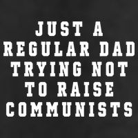 Just A Regular Dad Trying Not To Raise Communists 7 Panel Mesh Trucker Snapback Hat