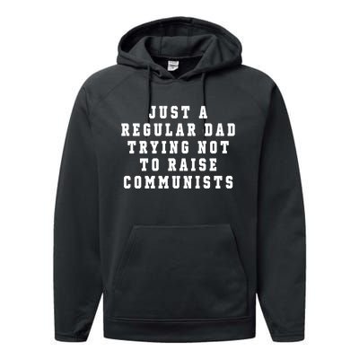 Just A Regular Dad Trying Not To Raise Communists Performance Fleece Hoodie