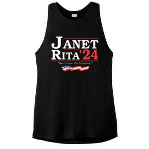 Janet And Rita 2024 Here Come The Grannies Ladies PosiCharge Tri-Blend Wicking Tank