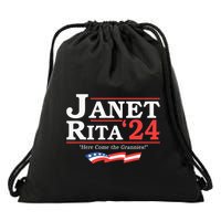 Janet And Rita 2024 Here Come The Grannies Drawstring Bag