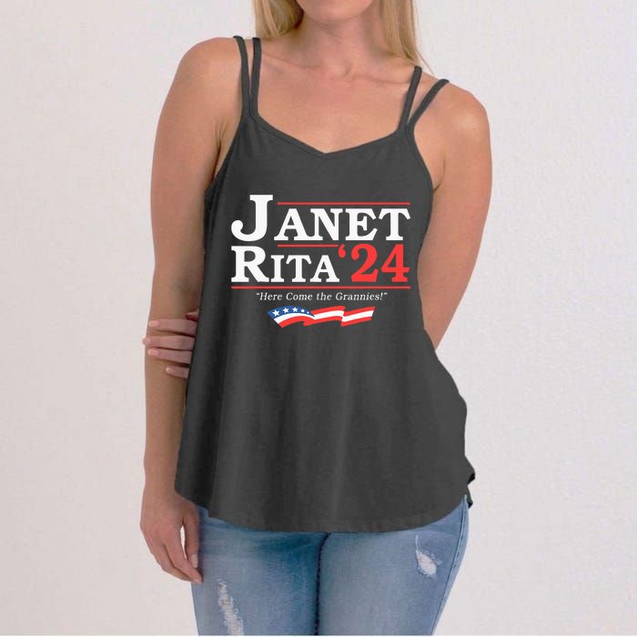 Janet And Rita 2024 Here Come The Grannies Women's Strappy Tank