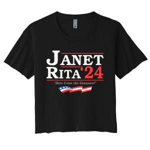 Janet And Rita 2024 Here Come The Grannies Women's Crop Top Tee