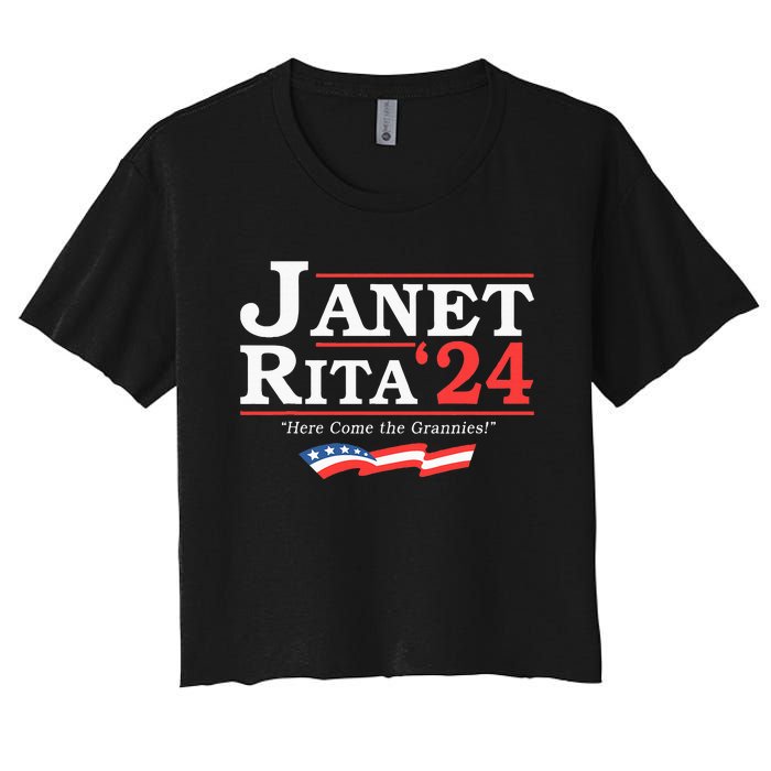 Janet And Rita 2024 Here Come The Grannies Women's Crop Top Tee