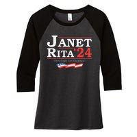 Janet And Rita 2024 Here Come The Grannies Women's Tri-Blend 3/4-Sleeve Raglan Shirt