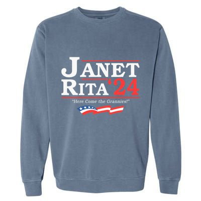 Janet And Rita 2024 Here Come The Grannies Garment-Dyed Sweatshirt