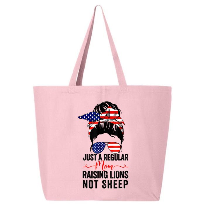 Just A Regular Mom Not Sheep Raising Lion Usa Flag Messy Bun 25L Jumbo Tote