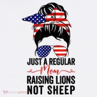 Just A Regular Mom Not Sheep Raising Lion Usa Flag Messy Bun Cool Comfort Performance Bucket Hat