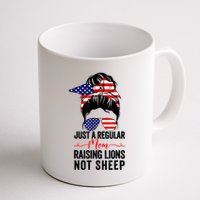 Just A Regular Mom Not Sheep Raising Lion Usa Flag Messy Bun Mug