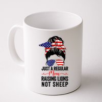 Just A Regular Mom Not Sheep Raising Lion Usa Flag Messy Bun Mug
