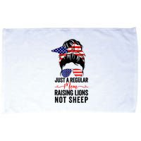 Just A Regular Mom Not Sheep Raising Lion Usa Flag Messy Bun Microfiber Hand Towel