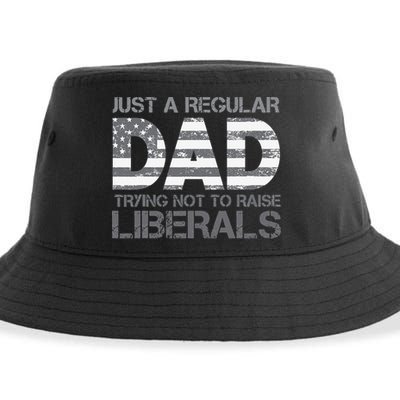 Just A Regular Dad Trying Not To Raise Liberals Father's Day Sustainable Bucket Hat