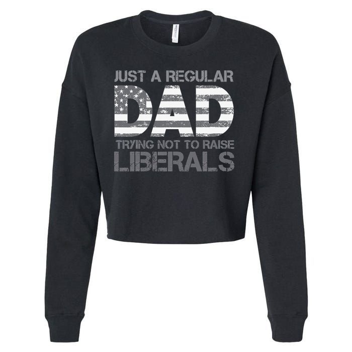 Just A Regular Dad Trying Not To Raise Liberals Father's Day Cropped Pullover Crew