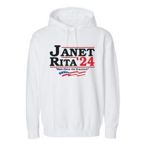 Janet And Rita For President 2024 Garment-Dyed Fleece Hoodie