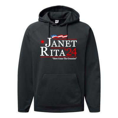 Janet And Rita For President 2024 Performance Fleece Hoodie