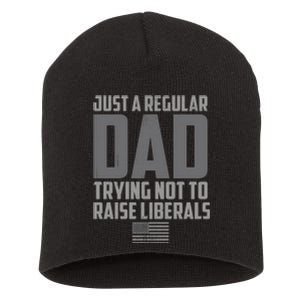 Just A Regular Dad Trying Not To Raise Liberals Short Acrylic Beanie