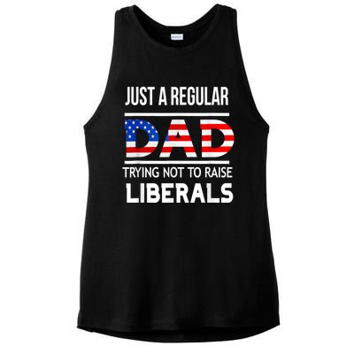 Just A Regular Dad Trying Not To Raise Liberals Fathers Day Ladies PosiCharge Tri-Blend Wicking Tank